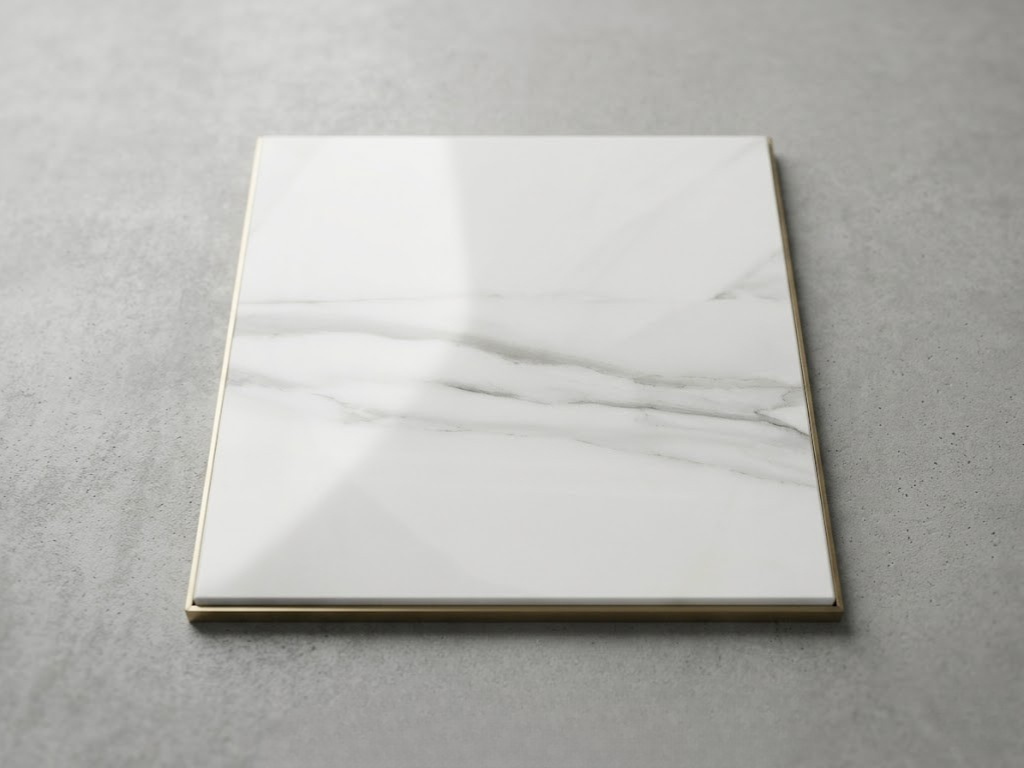 Calacatta Whisper Marmor – cremeweiß mit feinen grauen Adern für Trophäenständer